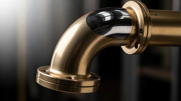A close up of a brass faucet photo