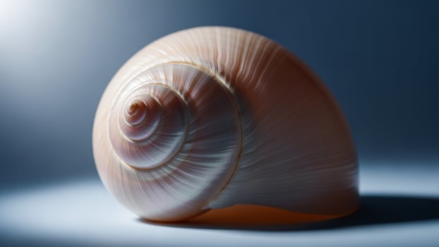 A shell is shown on a blue background photo