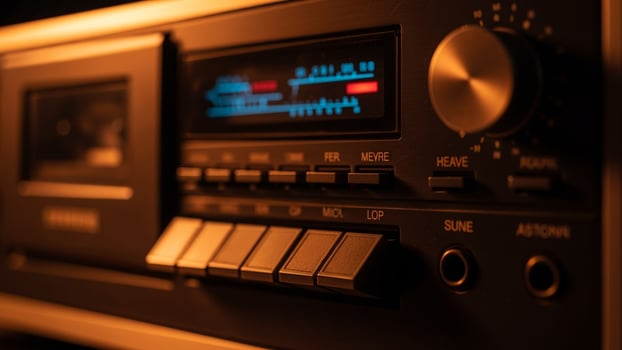 An old radio with a digital display photo