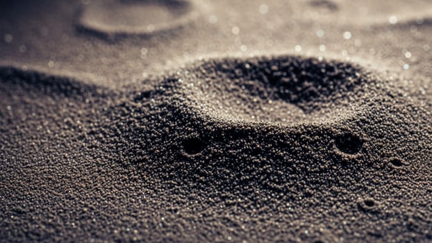 A close up of sand with a hole in it photo