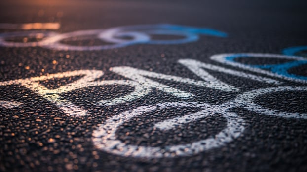 A street with chalk writing on it photo