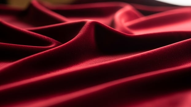 A close up of a red silk fabric . photo
