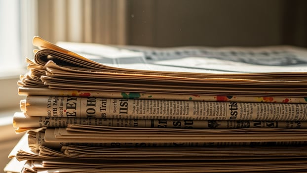 A stack of newspapers sitting on a table photo