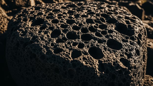 A close up of a rock with holes photo