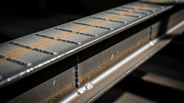 A close up of a steel beam with holes photo