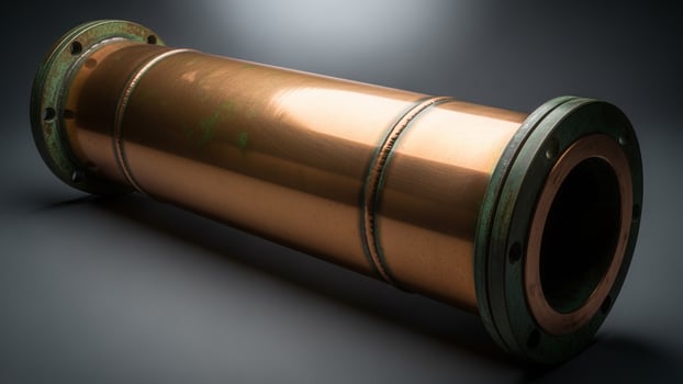 A copper pipe with a green and black finish photo