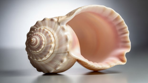 A shell is shown in the middle of a table photo