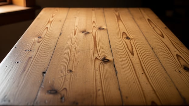 A close up of a wooden table with a window abstract background photo