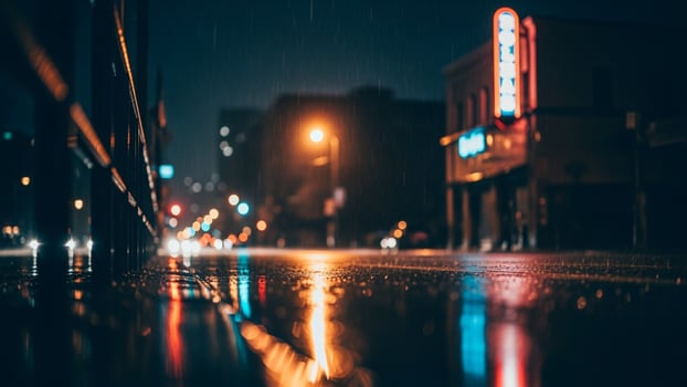 Rainy night in the city photo