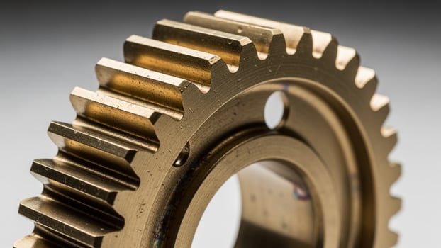 A close up of a gear on a gray background photo