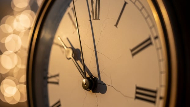 Close up of a clock with roman numerals photo