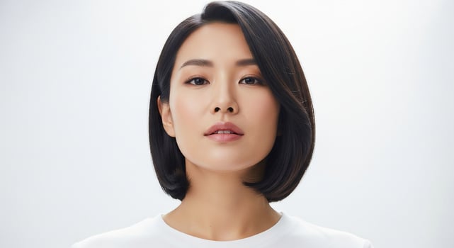 An asian woman with a short haircut photo