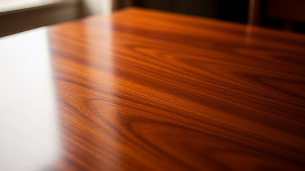 A wooden table with a wooden top and a window background photo