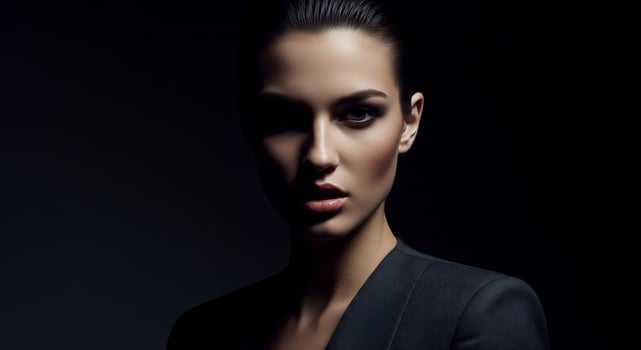 A beautiful woman in a black suit photo