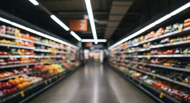 A grocery store aisle with a long line of produce photo