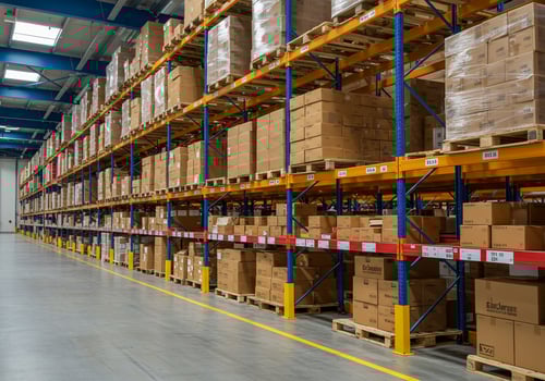 A warehouse with shelves and boxes photo