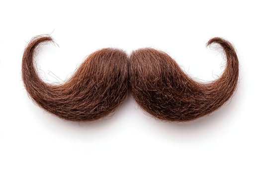 Closeup of a brown handlebar mustache isolated on white background photo