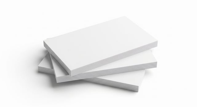 Three blank white cards stacked on top of each other photo