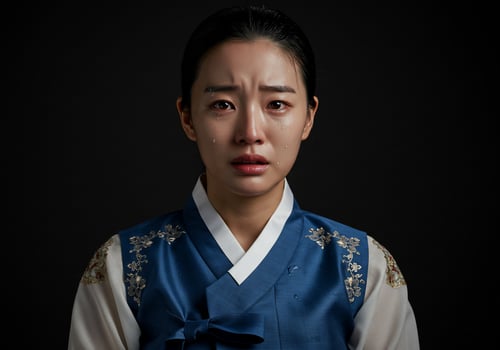 Woman cries with tears in a period dress, sad, grief, desperate. Possible drama use photo