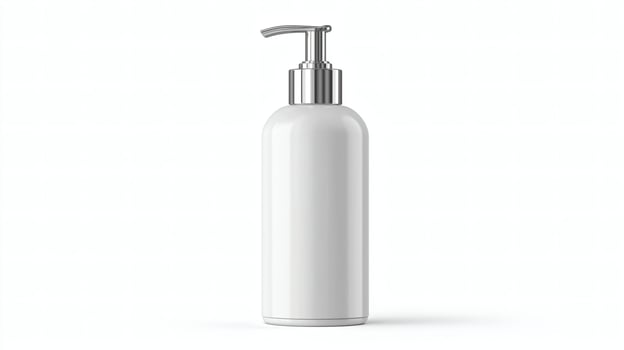 White Pump Bottle Silver Top photo