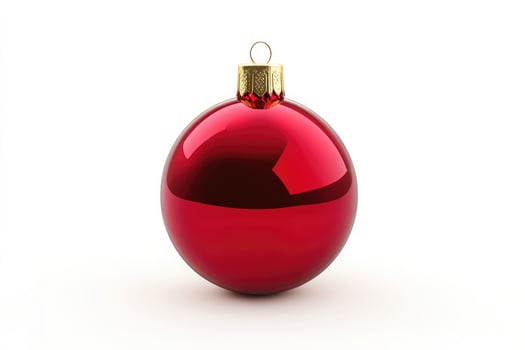 Shiny red christmas ornament ball isolated on white background photo