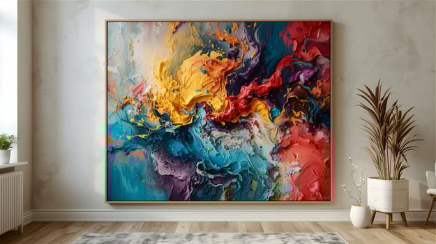 An abstract painting in a modern living room photo