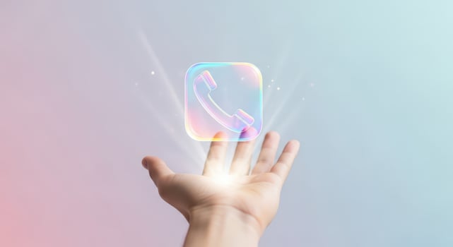 Hand holding a phone with a rainbow colored screen photo