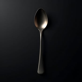 Elegant Silver Spoon on Dark Background for Minimalist Kitchenware Concept photo