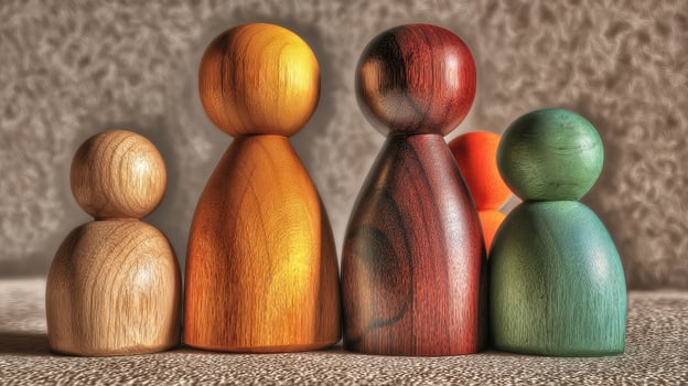 The Colorful Wooden Figurines Representing Family and Togetherness photo
