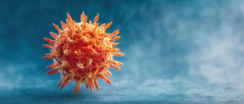 The vibrant depiction of a virus with intricate surface details and texture. photo