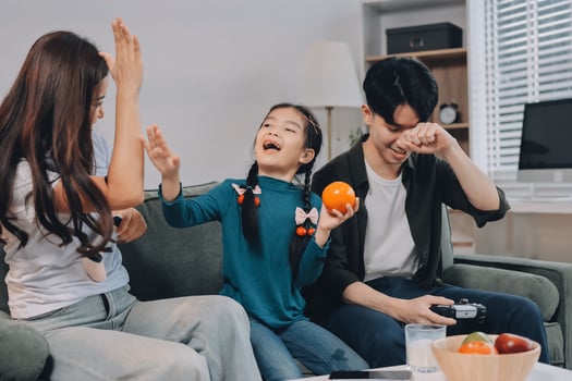 A family playing games together photo
