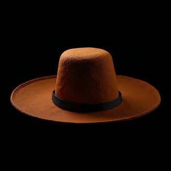 Orange Felt Hat with Black Band on Dark Background photo