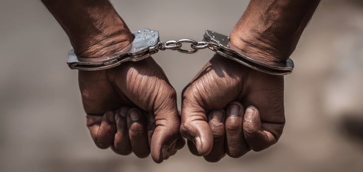 The Hands Behind Handcuffs Symbolizing Captivity and Justice. photo