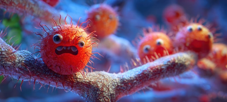 The whimsical cartoon microorganisms showcasing vibrant colors and playful expressions. photo