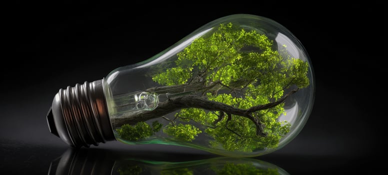 The lightbulb showcasing a vibrant tree illustrating nature's beauty and sustainability. photo