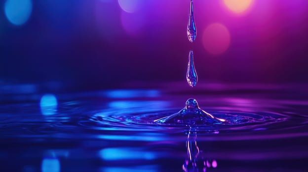 Water droplets falling into the water photo