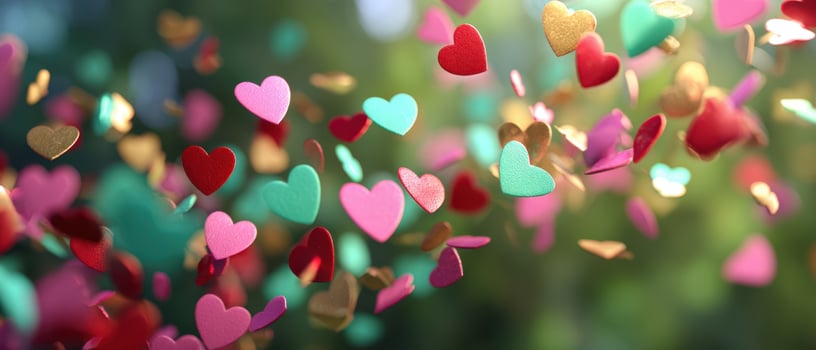 The Colorful Hearts Floating in a Joyful Celebration Atmosphere photo