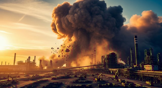 A large industrial plant with smoke coming out of it photo