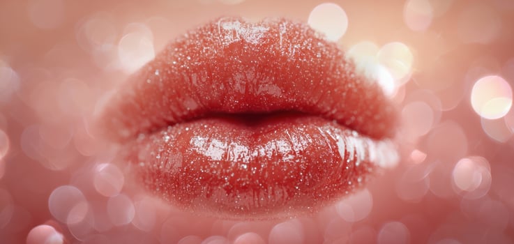 The Luscious Glossy Lips Glimmering with Sparkle and Charm photo