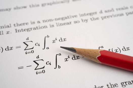 Pencil on mathematic formula test photo