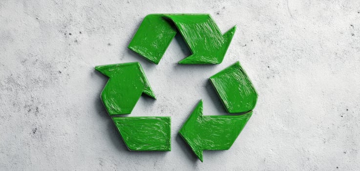 The Green Recycling Symbol on a Gray Concrete Background photo