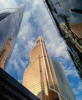 cityscape with modern office building on a sky background photo