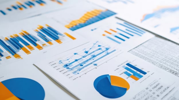 The collection of colorful graphs and charts for business analysis and reporting. photo