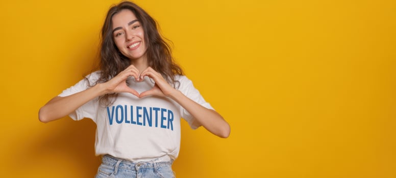 The cheerful young woman making a heart shape with her hands photo