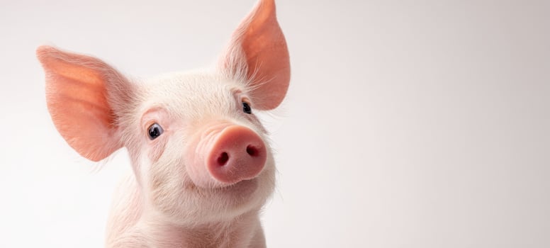 The adorable piglet with a charming smile and playful expression. photo