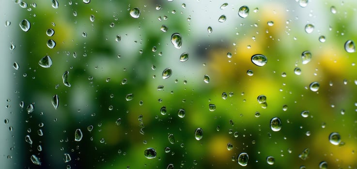 The Rain Drops on a Window with a Beautiful Green Background photo