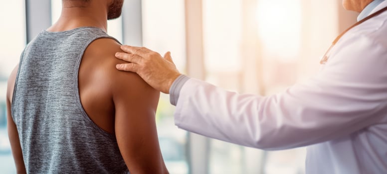 The doctor providing comfort and support to a patient during a consultation. photo