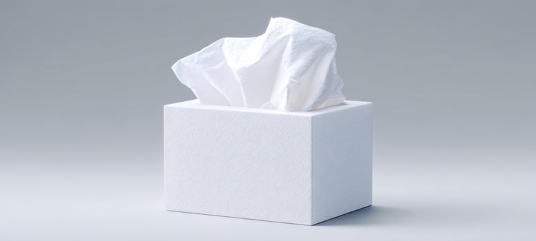 The minimalist design of the tissue box with soft paper prominently displayed. photo