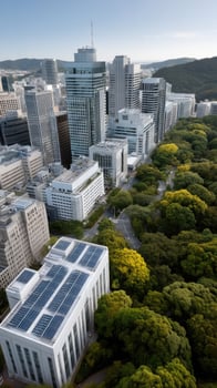 A city with many tall buildings and trees photo