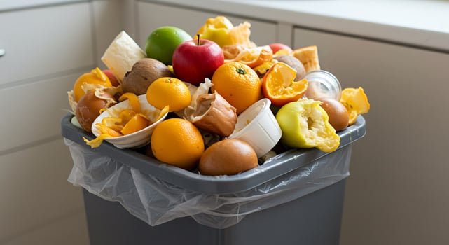 A trash can full of fruit photo